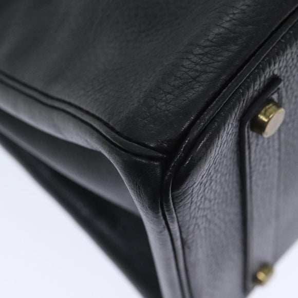HERMES Birkin 35 Hand Bag Leather Black Gold Auth 73622