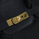 HERMES Birkin 35 Hand Bag Leather Black Gold Auth 73622-14