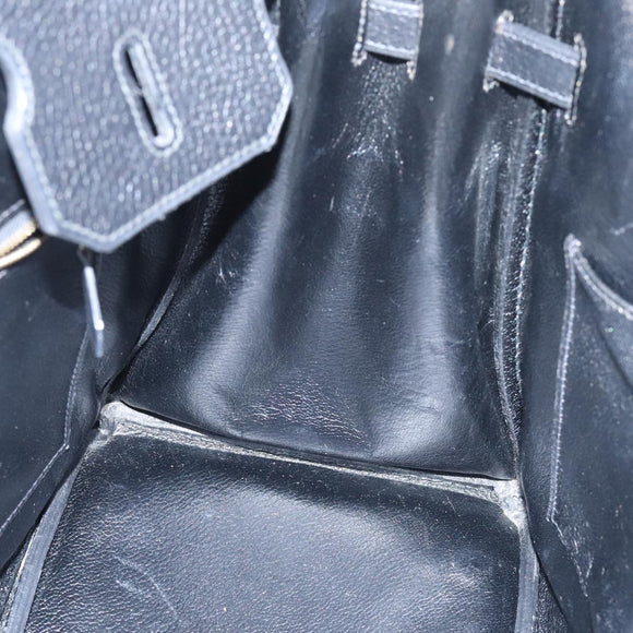 HERMES Birkin 35 Hand Bag Leather Black Gold Auth 73622