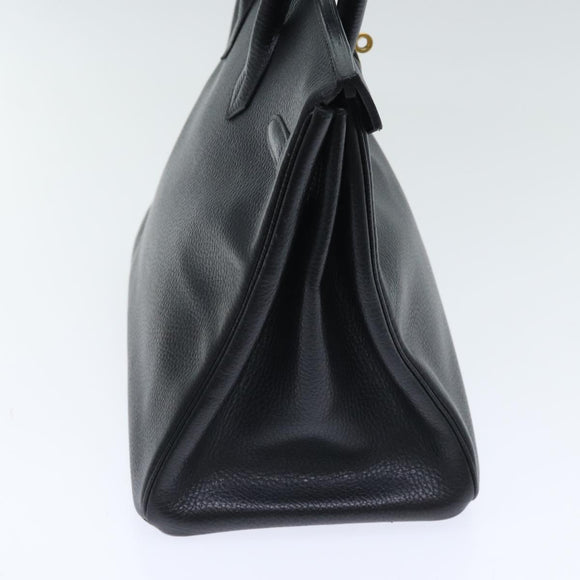 HERMES Birkin 35 Hand Bag Leather Black Gold Auth 73622