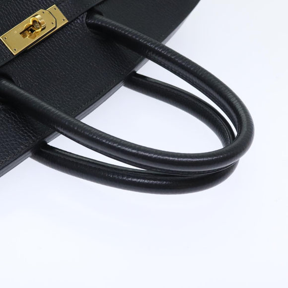 HERMES Birkin 35 Hand Bag Leather Black Gold Auth 73622
