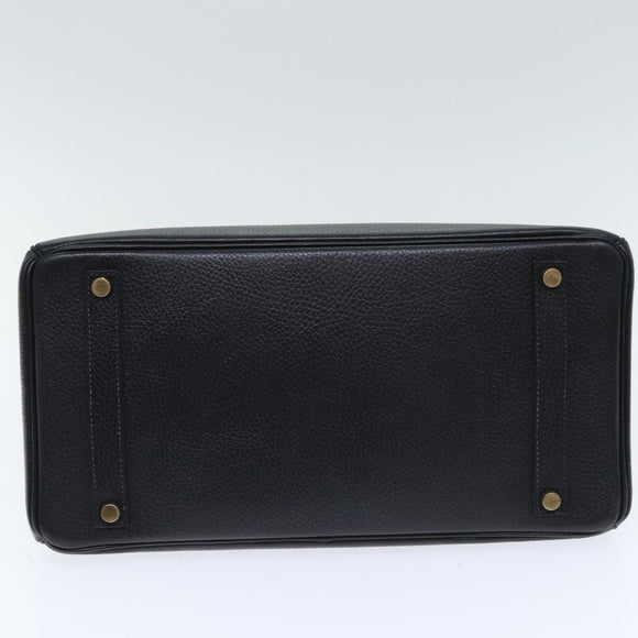 HERMES Birkin 35 Hand Bag Leather Black Gold Auth 73622