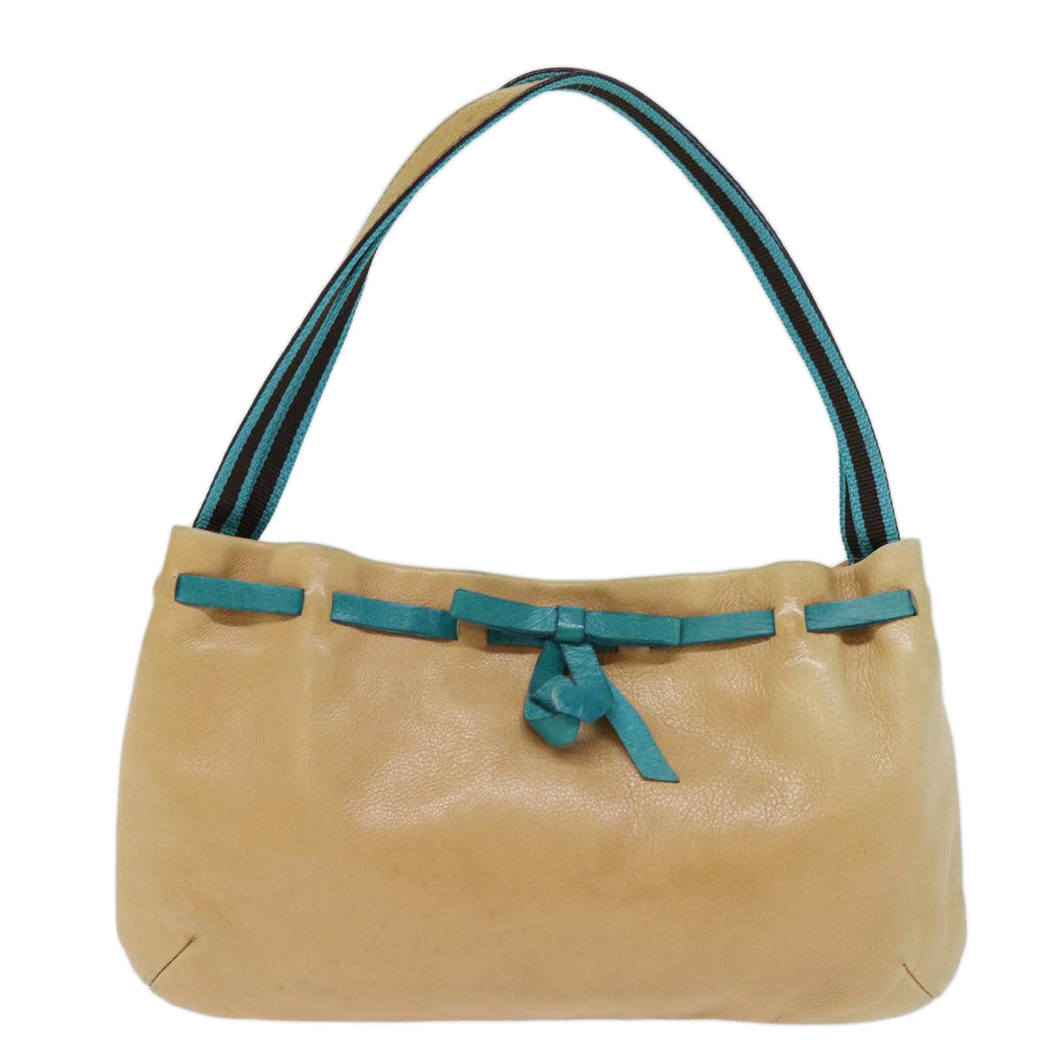 Miu Miu Hand Bag Leather Beige Auth 73657