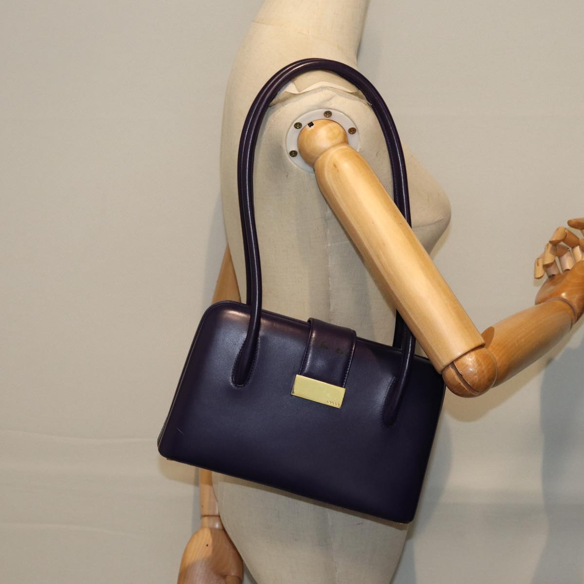 GUCCI Shoulder Bag Leather Outlet Purple Auth 73727