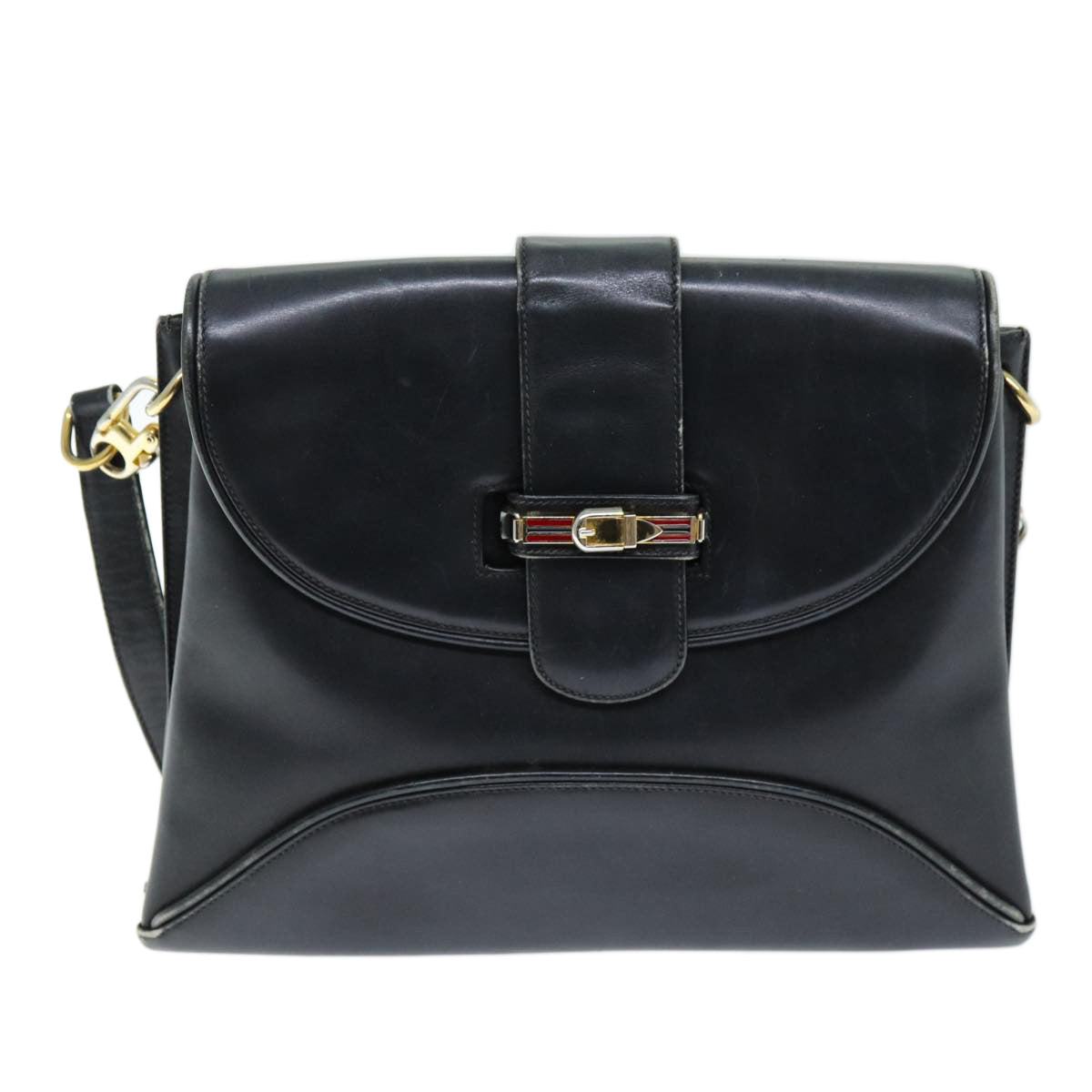 GUCCI Shoulder Bag Leather Black Auth 73737