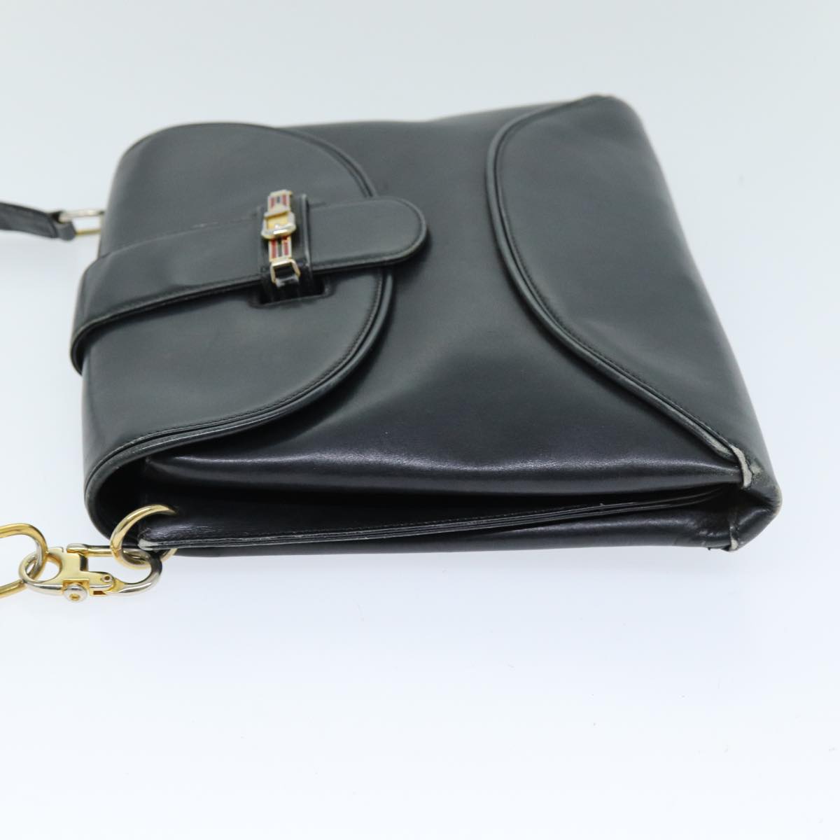 GUCCI Shoulder Bag Leather Black Auth 73737