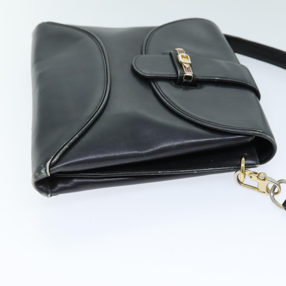 GUCCI Shoulder Bag Leather Black Auth 73737