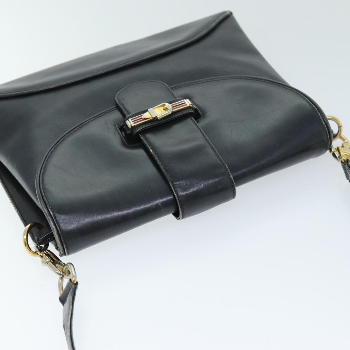 GUCCI Shoulder Bag Leather Black Auth 73737