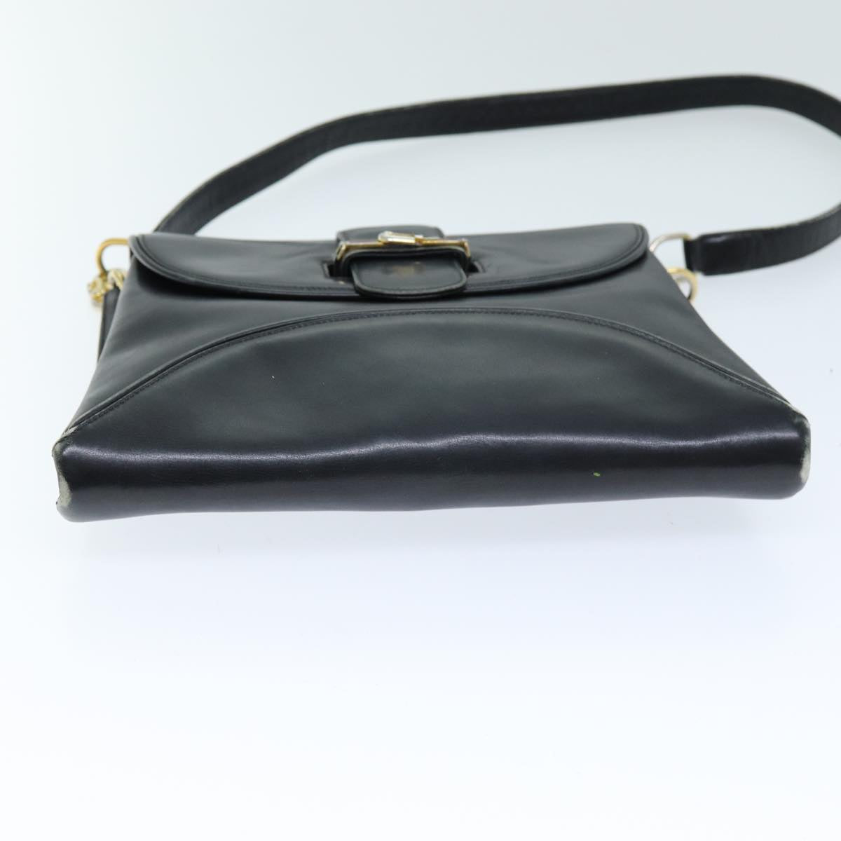 GUCCI Shoulder Bag Leather Black Auth 73737