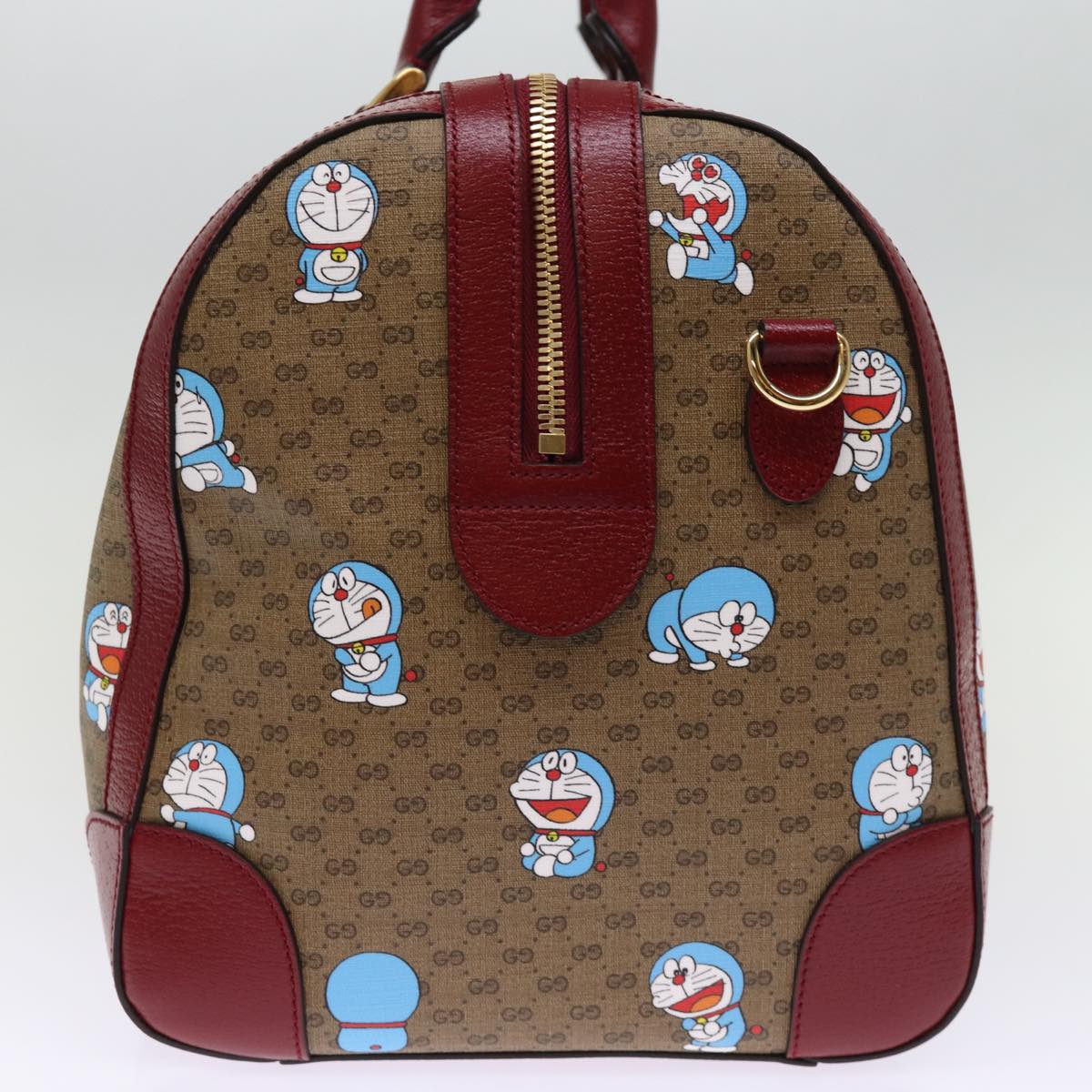 GUCCI Micro GG Supreme Doraemon Boston Bag PVC 2way Beige 647815 Auth 73749S