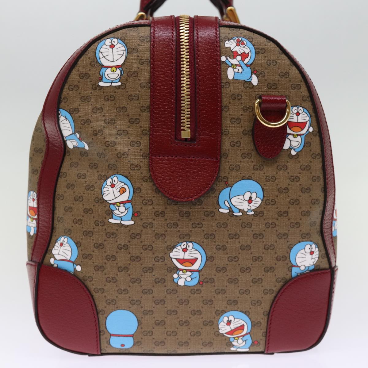 GUCCI Micro GG Supreme Doraemon Boston Bag PVC 2way Beige 647815 Auth 73749S