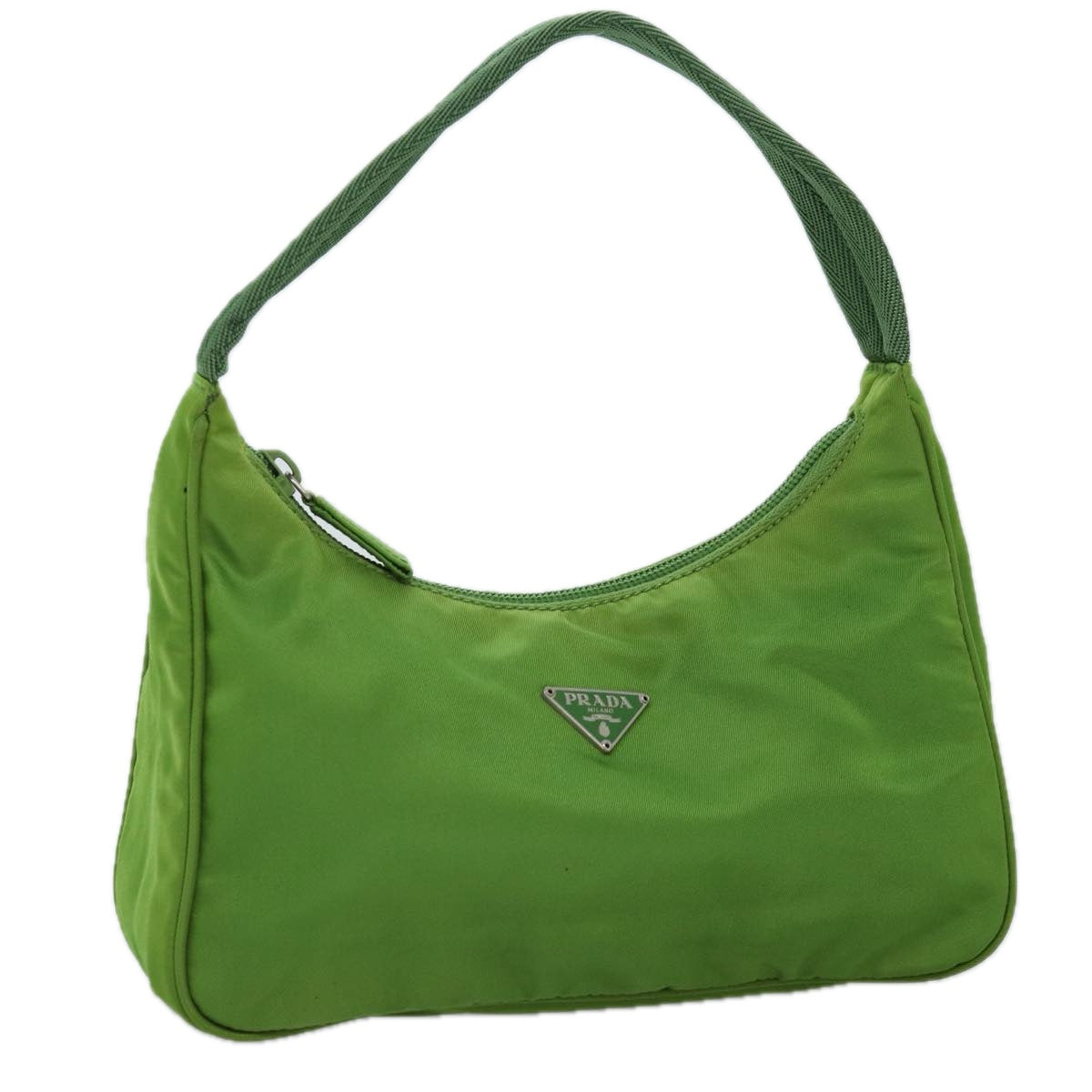 PRADA Hand Bag Nylon Green Auth 73870