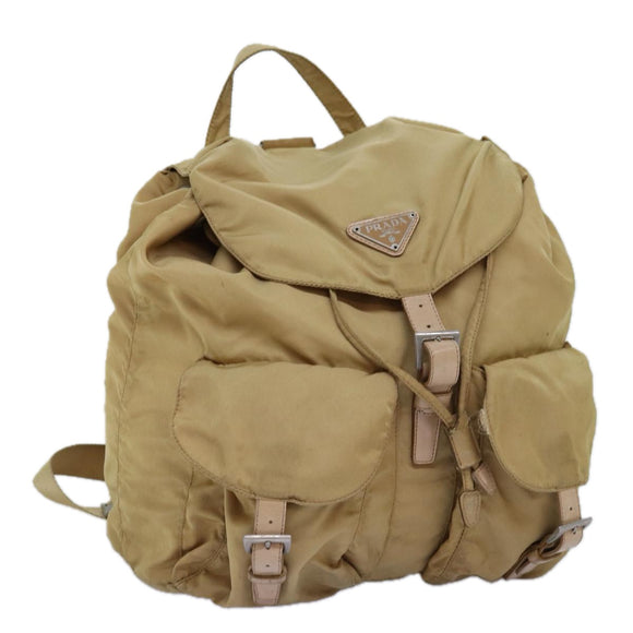 PRADA Rucksack Nylon Beige Auth 73873