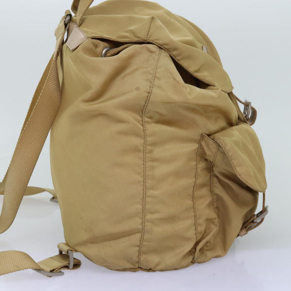 PRADA Rucksack Nylon Beige Auth 73873