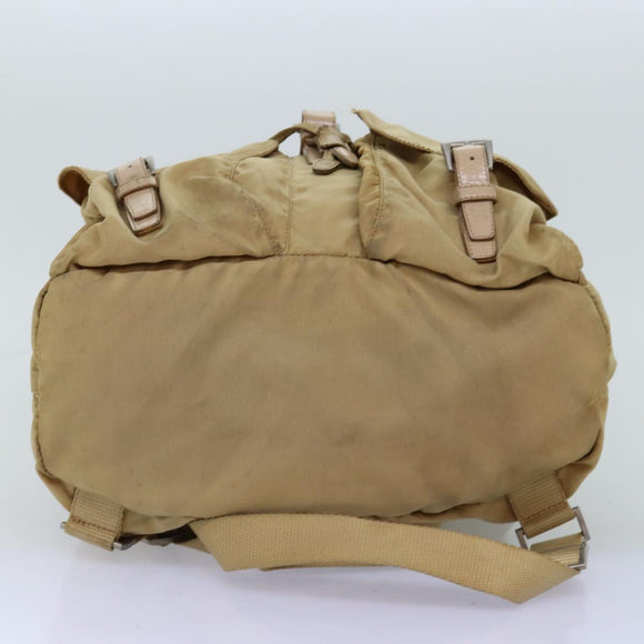 PRADA Rucksack Nylon Beige Auth 73873