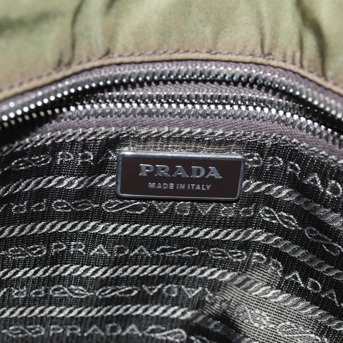 PRADA Shoulder Bag Nylon Khaki Auth 73884