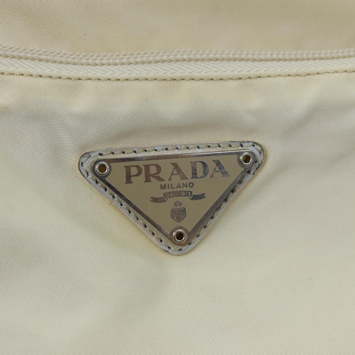 PRADA Shoulder Bag Nylon Cream Auth 73885