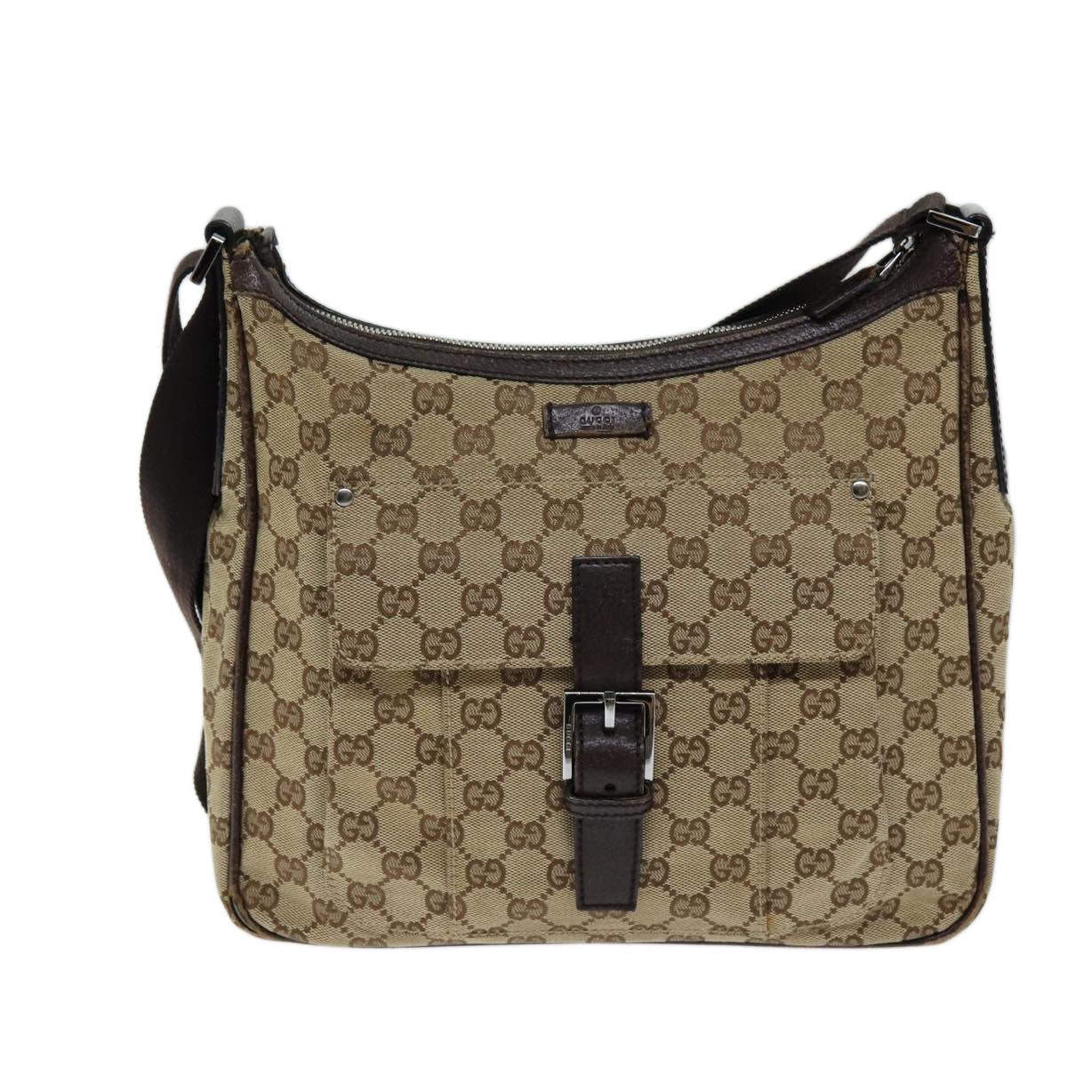 GUCCI GG Canvas Shoulder Bag Beige 114272 Auth 73889