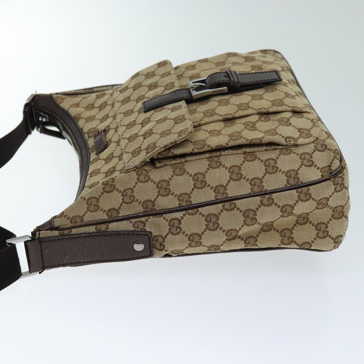 GUCCI GG Canvas Shoulder Bag Beige 114272 Auth 73889