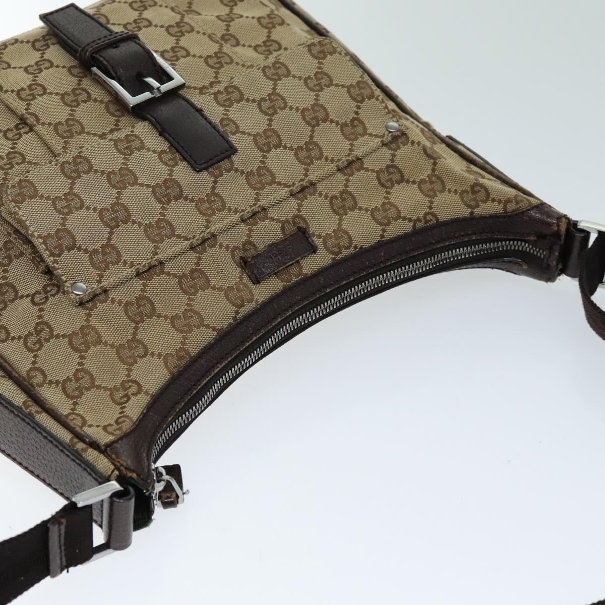 GUCCI GG Canvas Shoulder Bag Beige 114272 Auth 73889