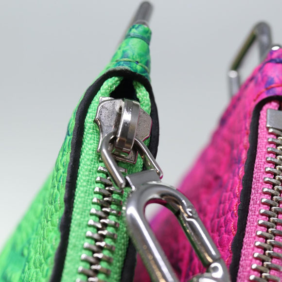 LOUIS VUITTON Monogram Illusion Trio Pouch NM Pouch Green Pink LV Auth 73911SM