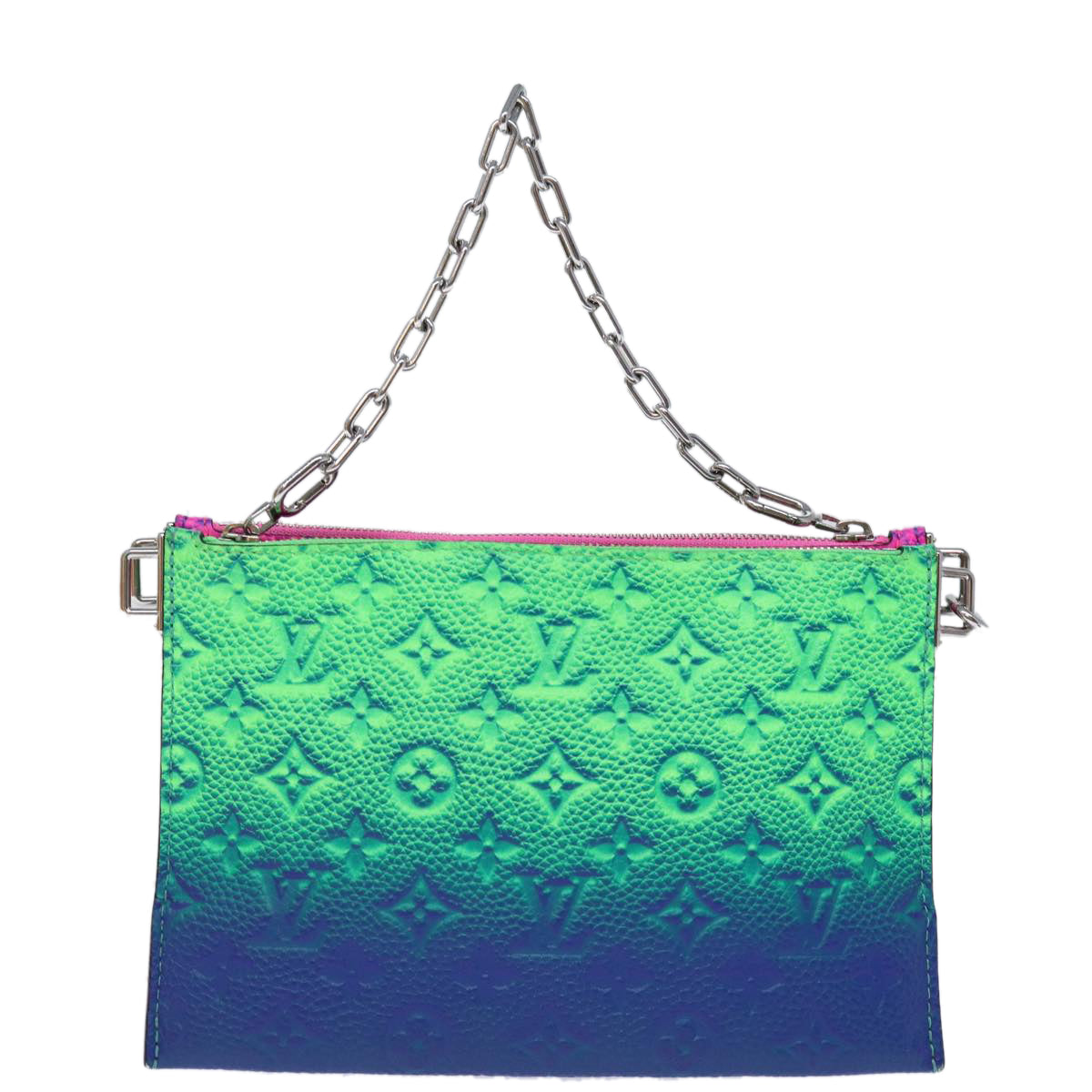 LOUIS VUITTON Monogram Illusion Trio Pouch NM Pouch Green Pink LV Auth 73911S