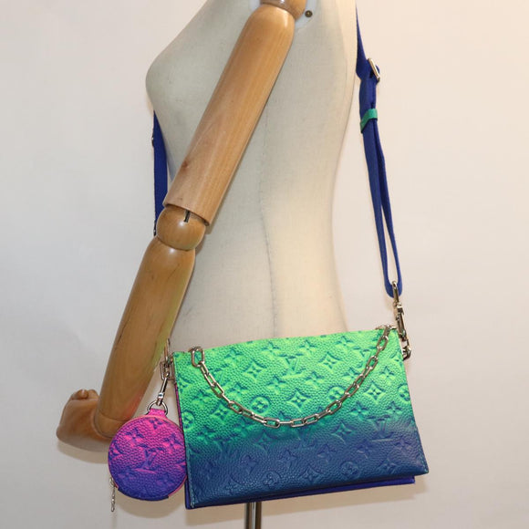 LOUIS VUITTON Monogram Illusion Trio Pouch NM Pouch Green Pink LV Auth 73911SM