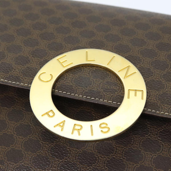 CELINE Macadam Canvas Umhängetasche PVC Braun Auth 73945