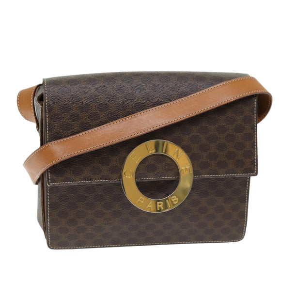 CELINE Macadam Canvas Umhängetasche PVC Braun Auth 73945