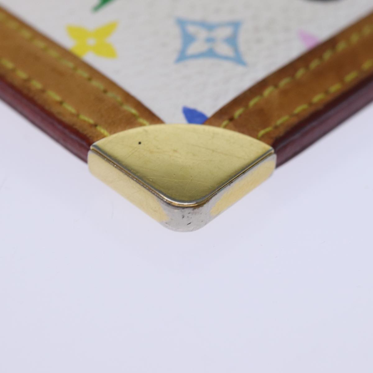 LOUIS VUITTON Monogram Multicolor Pochette Cles Purse White M92655 Auth 73948