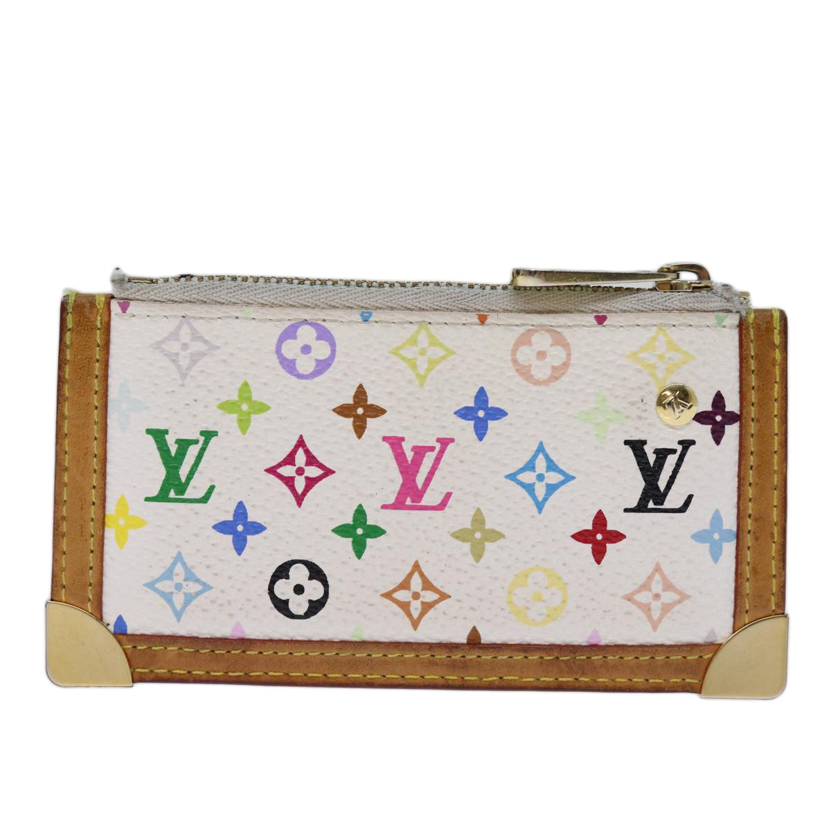 LOUIS VUITTON Monogram Multicolor Pochette Cles Purse White M92655 Auth 73948 - 0