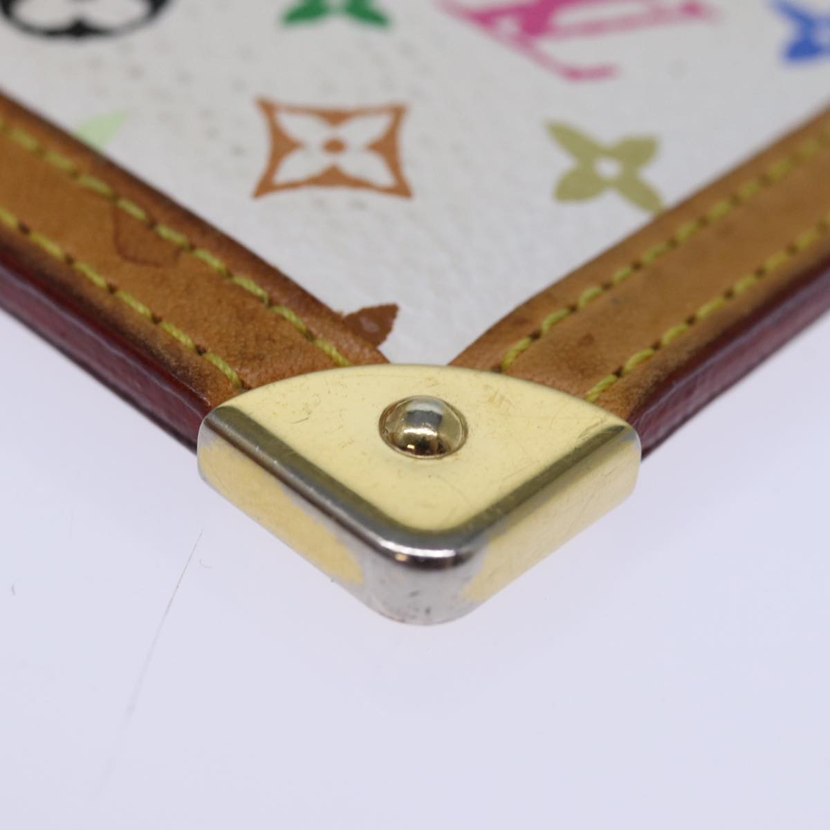 LOUIS VUITTON Monogram Multicolor Pochette Cles Purse White M92655 Auth 73948