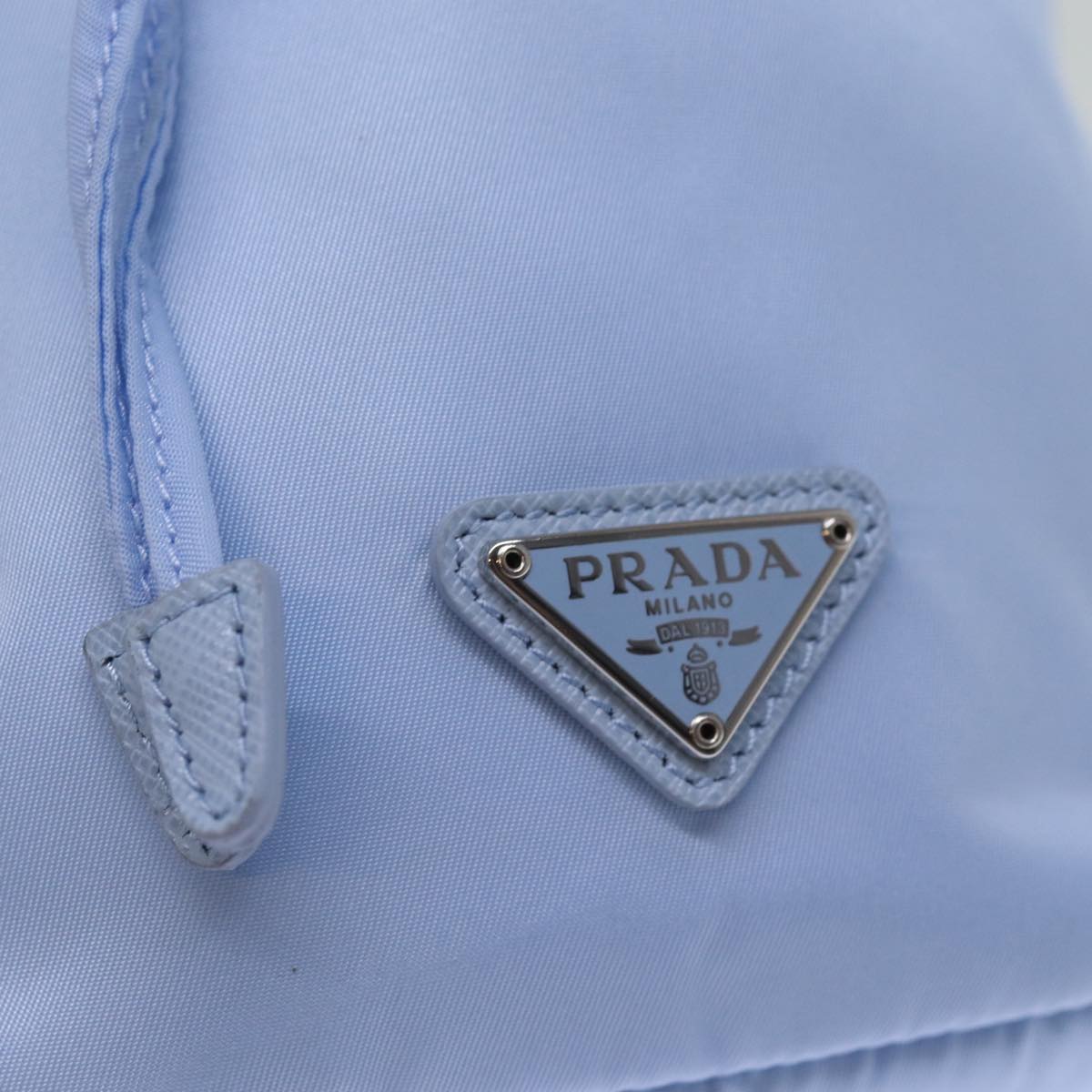 PRADA Drawstring Pouch Nylon Light Blue Auth 73977