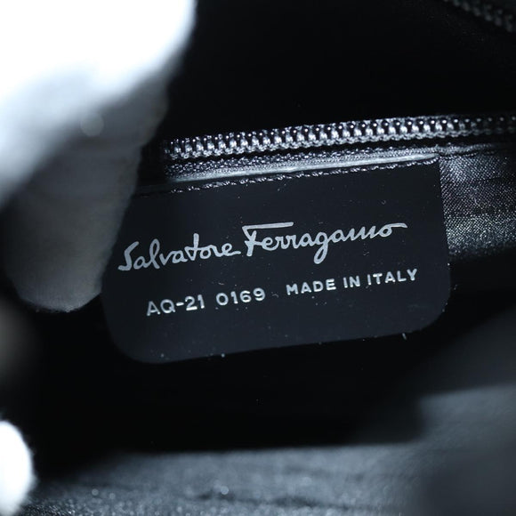 Salvatore Ferragamo Gancini Shoulder Bag patent Black Auth 73989