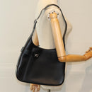 Salvatore Ferragamo Gancini Shoulder Bag patent Black Auth 73989-20
