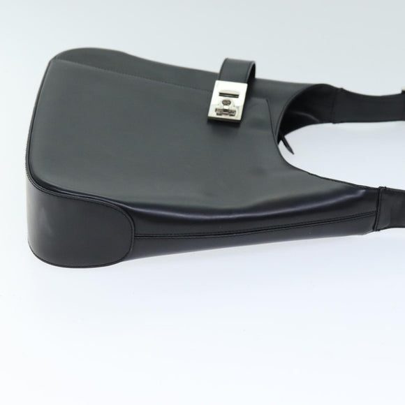 Salvatore Ferragamo Gancini Shoulder Bag patent Black Auth 73989