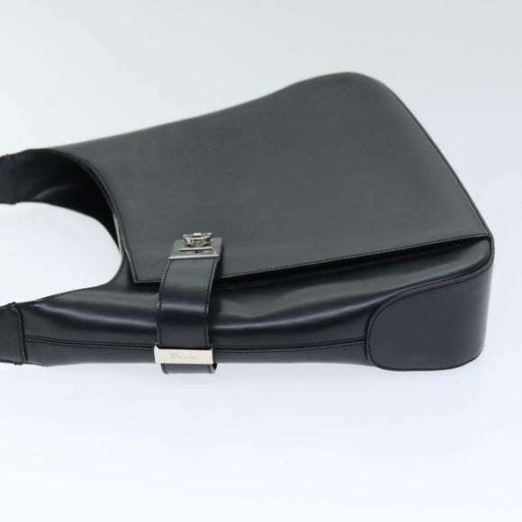 Salvatore Ferragamo Gancini Shoulder Bag patent Black Auth 73989