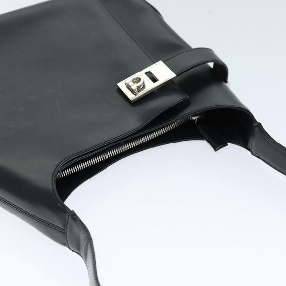 Salvatore Ferragamo Gancini Shoulder Bag patent Black Auth 73989