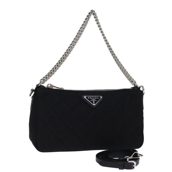 PRADA Chain Shoulder Bag Nylon 2way Black Auth 73993AM