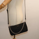 PRADA Chain Shoulder Bag Nylon 2way Black Auth 73993AM-27