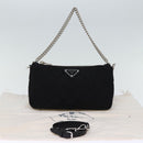 PRADA Chain Shoulder Bag Nylon 2way Black Auth 73993SAM-12