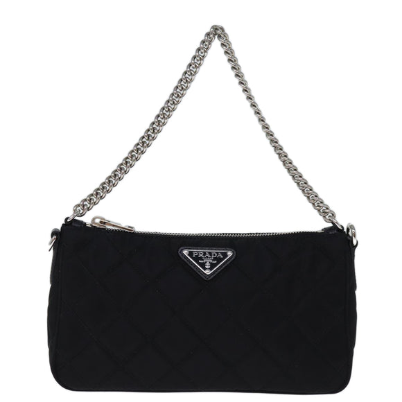 PRADA Chain Shoulder Bag Nylon 2way Black Auth 73993AM