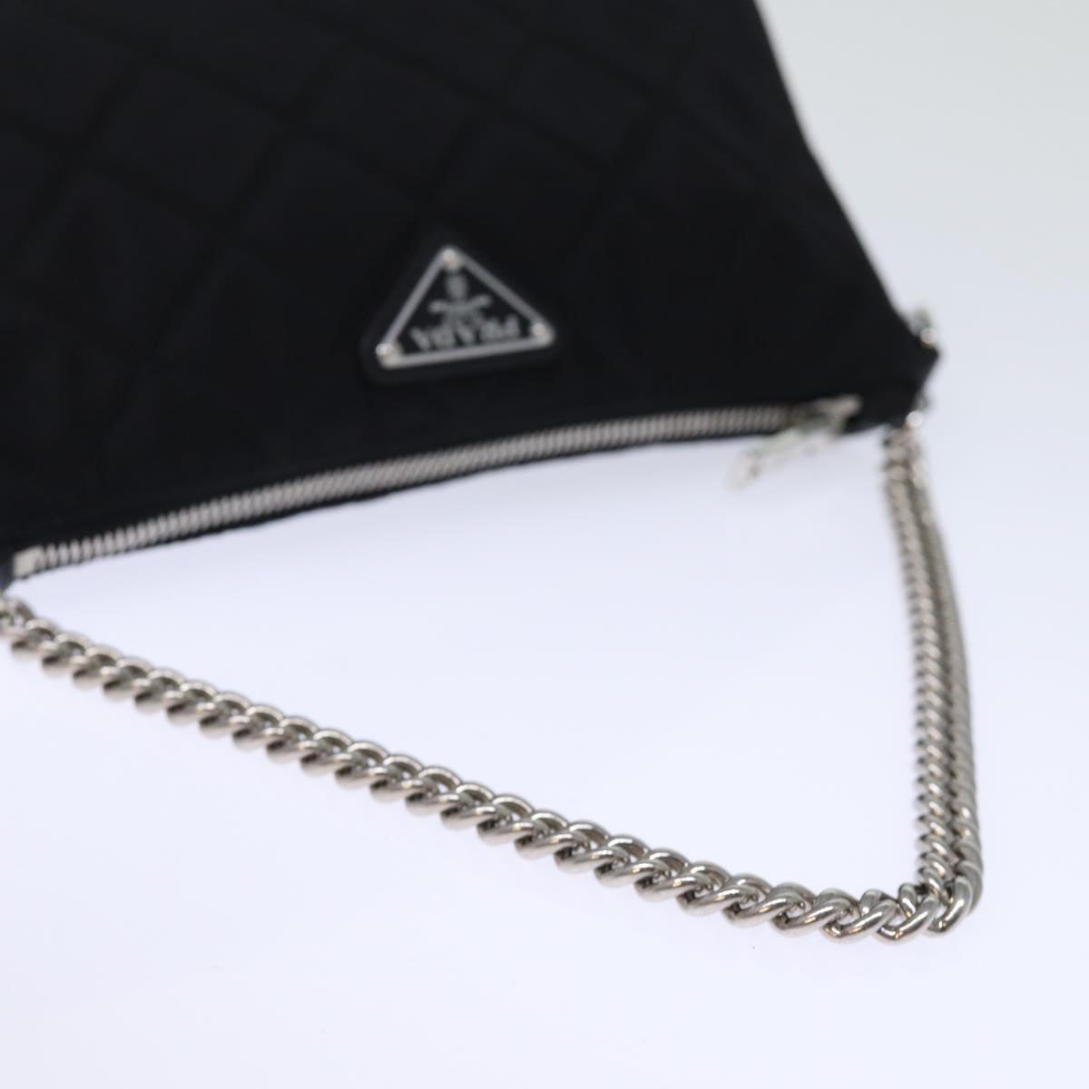 PRADA Chain Shoulder Bag Nylon 2way Black Auth 73993A