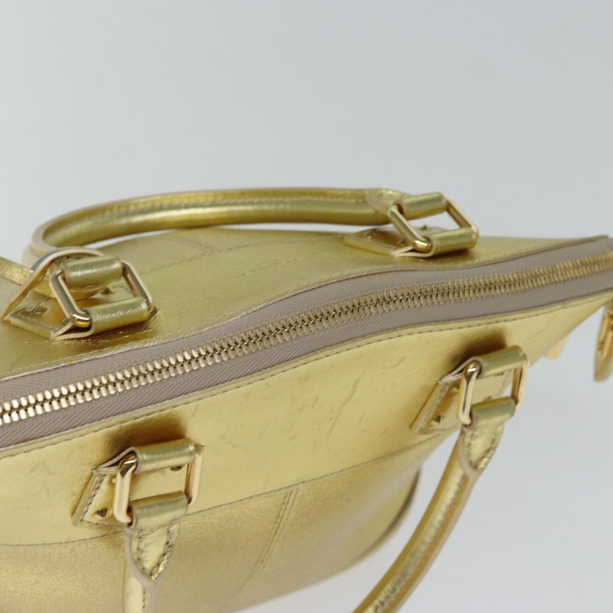 LOUIS VUITTON Suhari Lockit PM Hand Bag Leather Gold All M95433 LV Auth 74004