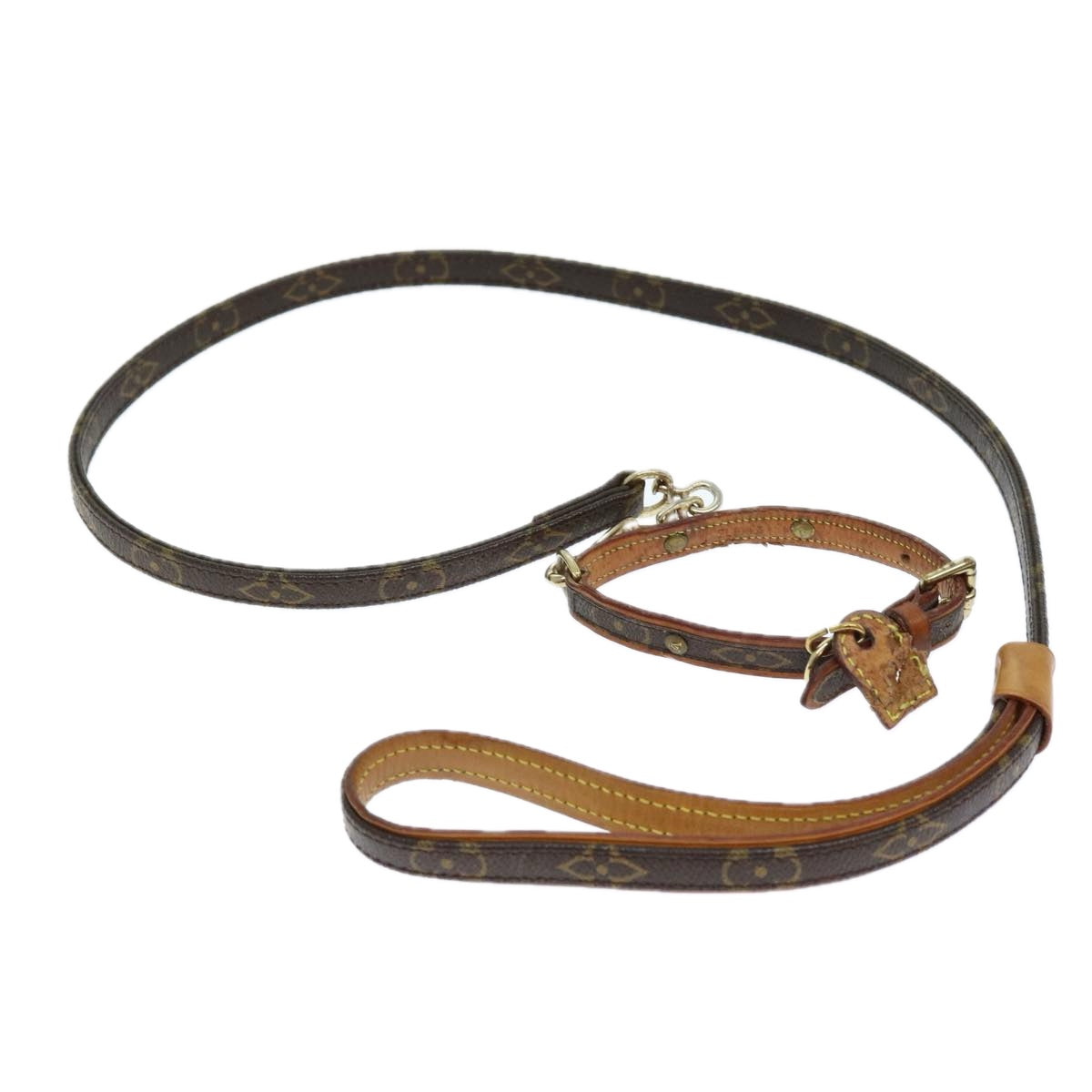 LOUIS VUITTON Monogram Less Baxter MM Dog Leash M58056 LV Auth 74016