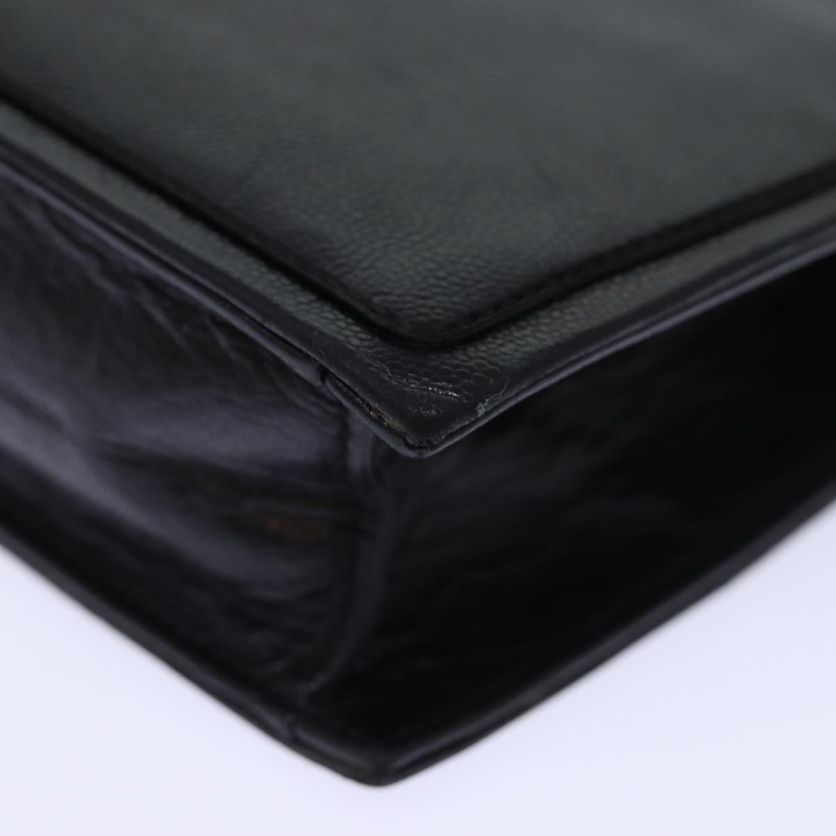 SAINT LAURENT Clutch Bag Leather Black Auth 74100