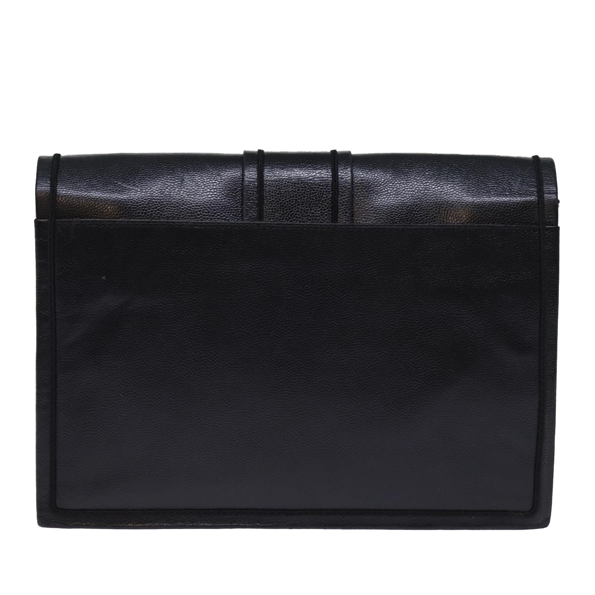 SAINT LAURENT Clutch Bag Leather Black Auth 74100 - 0