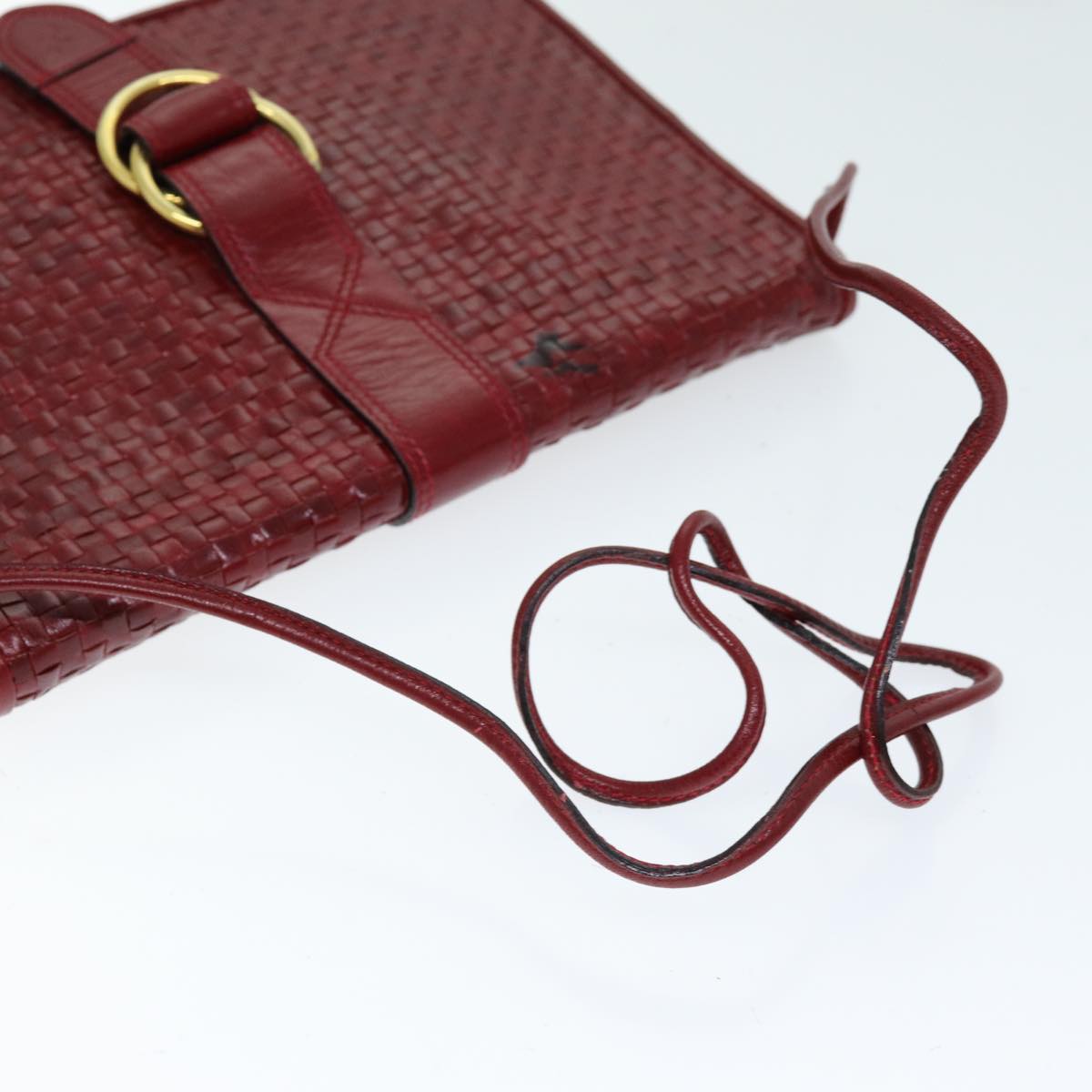 FENDI Shoulder Bag Leather Red Auth 74127