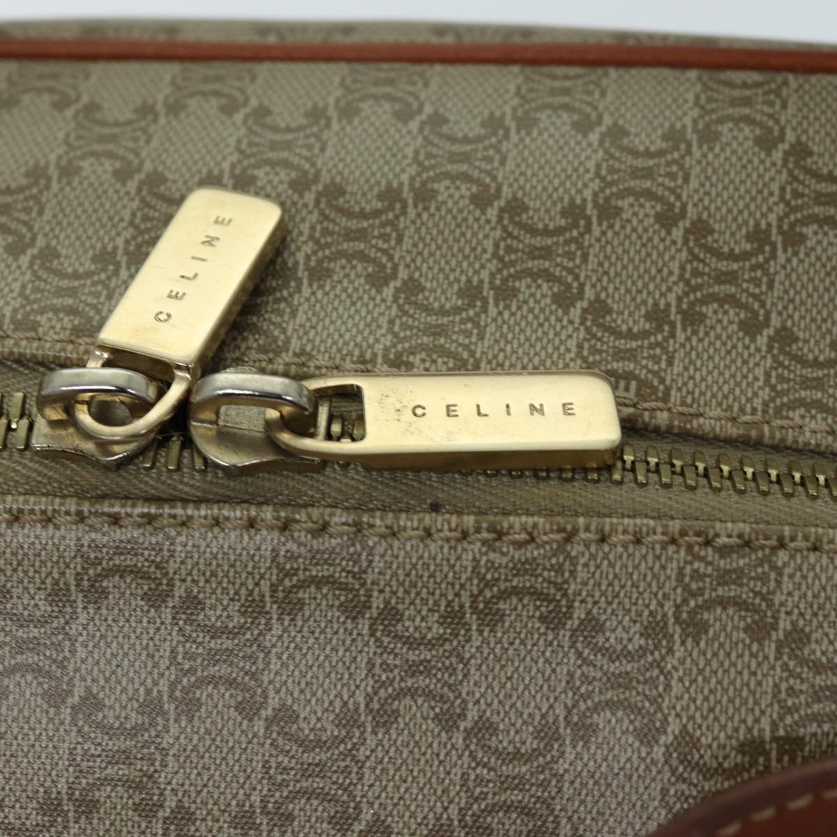 CELINE Macadam Canvas Hand Bag Beige Auth 74188