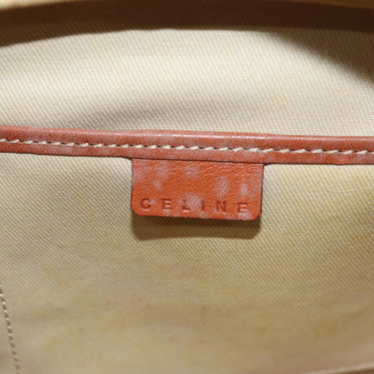 CELINE Macadam Canvas Hand Bag Beige Auth 74188